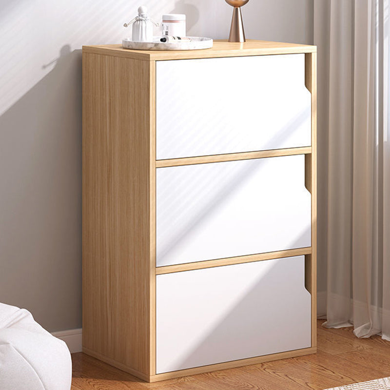 Wooden Side Cabinet with Shelves and Doors 9.44" Wide Storage Cabinet 16"L x 10"W x 31"H Natural Wood White Clearhalo 'Cabinets & Chests' 'cabinets_chests' 'furn' 'furn_cabinets_chests' 'Furniture' 'Living Room Furniture' 5811219