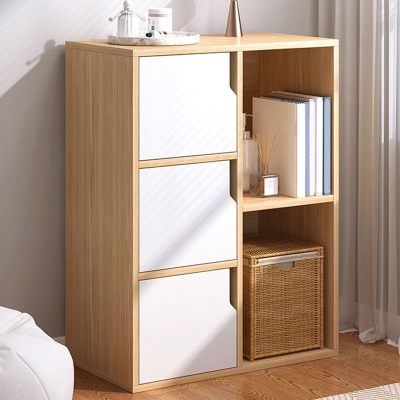 Wooden Side Cabinet with Shelves and Doors 9.44" Wide Storage Cabinet 19.7"L x 9.8"W x 31.5"H Natural Wood White Clearhalo 'Cabinets & Chests' 'cabinets_chests' 'furn' 'furn_cabinets_chests' 'Furniture' 'Living Room Furniture' 5811220