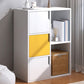 Wooden Side Cabinet with Shelves and Doors 9.44" Wide Storage Cabinet 19.7"L x 9.8"W x 31.5"H White Yellow Clearhalo 'Cabinets & Chests' 'cabinets_chests' 'furn' 'furn_cabinets_chests' 'Furniture' 'Living Room Furniture' 5811230