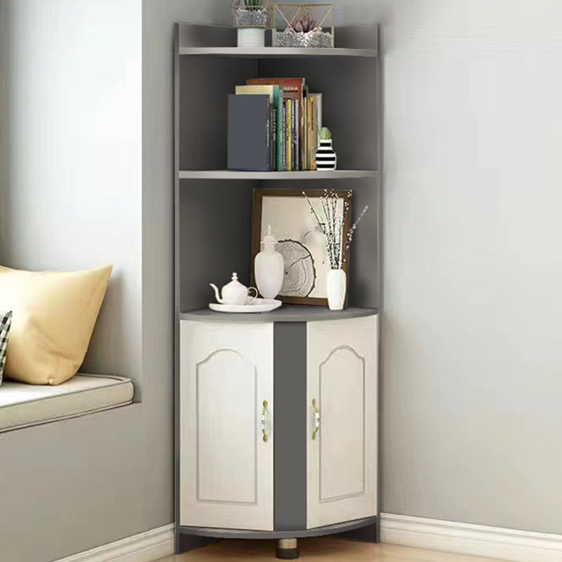Wooden Modern Accent Cabinet Triangle Storage Cabinet with 2 Doors