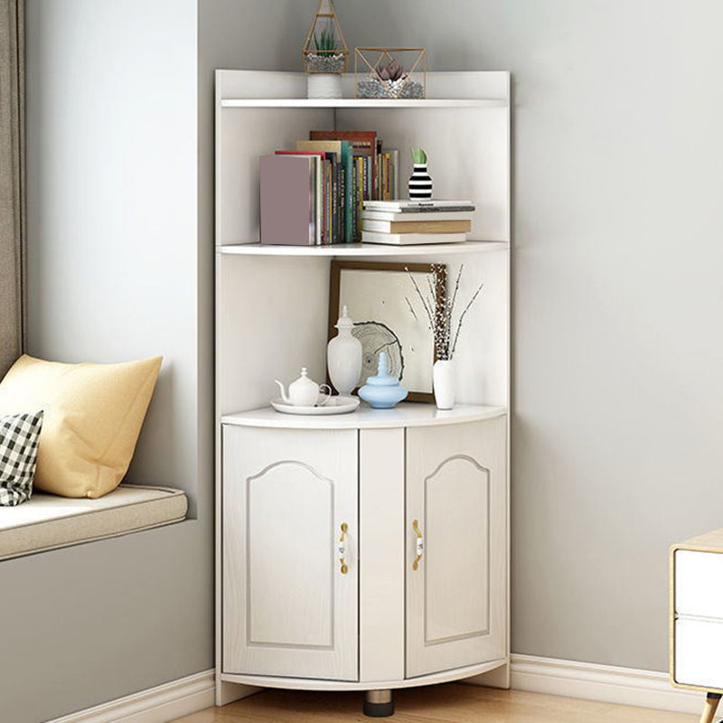 Wooden Modern Accent Cabinet Triangle Storage Cabinet with 2 Doors