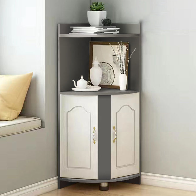 Wooden Modern Accent Cabinet Triangle Storage Cabinet with 2 Doors