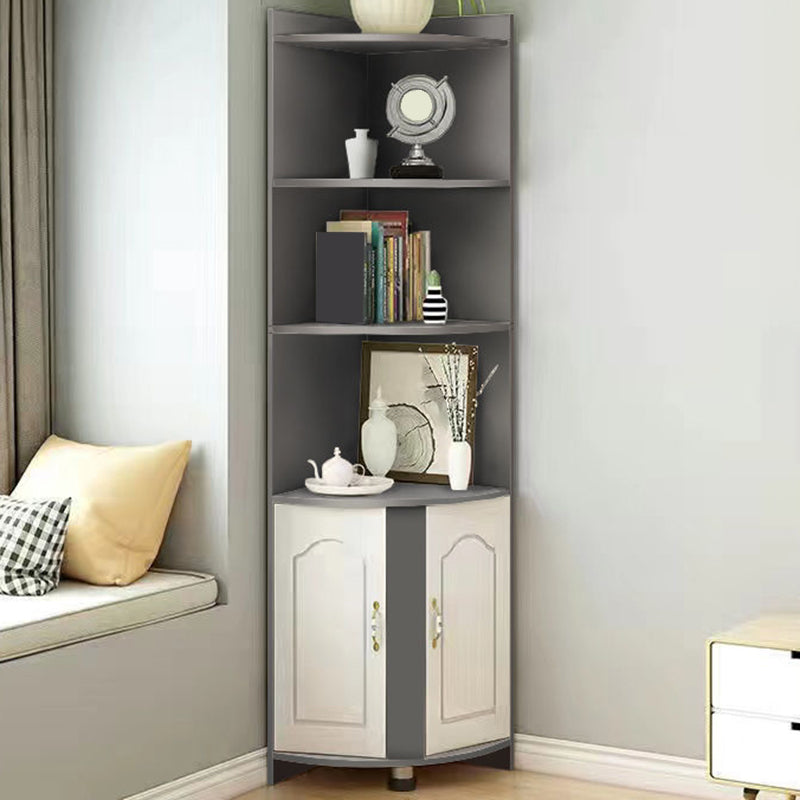 Wooden Modern Accent Cabinet Triangle Storage Cabinet with 2 Doors