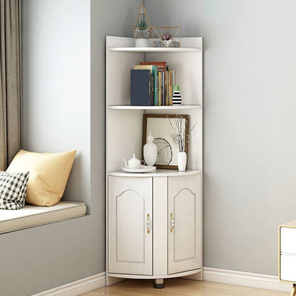Wooden Modern Accent Cabinet Triangle Storage Cabinet with 2 Doors 15.7"L x 15.7"W x 59"H White