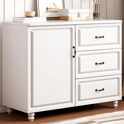 Wood Accent Chest with Chest Bun Feet and Bar Pulls,14.96 " W 31"L x 15"W x 28"H White Clearhalo 'Cabinets & Chests' 'cabinets_chests' 'furn' 'furn_cabinets_chests' 'Furniture' 'Living Room Furniture' 5811262