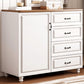 Wood Accent Chest with Chest Bun Feet and Bar Pulls,14.96 " W 31"L x 15"W x 36"H White-Brown Clearhalo 'Cabinets & Chests' 'cabinets_chests' 'furn' 'furn_cabinets_chests' 'Furniture' 'Living Room Furniture' 5811263