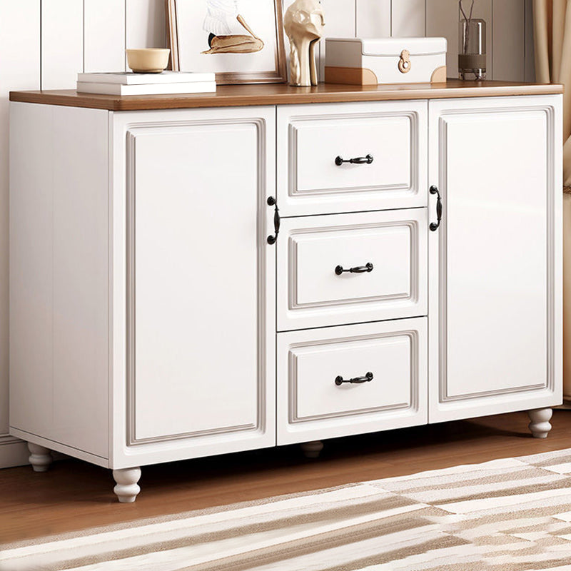 Wood Accent Chest with Chest Bun Feet and Bar Pulls,14.96 " W 47"L x 15"W x 28"H White-Brown Clearhalo 'Cabinets & Chests' 'cabinets_chests' 'furn' 'furn_cabinets_chests' 'Furniture' 'Living Room Furniture' 5811265