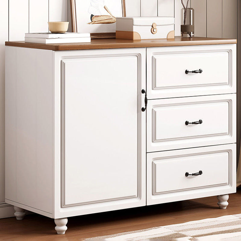Wood Accent Chest with Chest Bun Feet and Bar Pulls,14.96 " W 31"L x 15"W x 28"H White-Brown Clearhalo 'Cabinets & Chests' 'cabinets_chests' 'furn' 'furn_cabinets_chests' 'Furniture' 'Living Room Furniture' 5811268