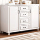 Wood Accent Chest with Chest Bun Feet and Bar Pulls,14.96 " W 47"L x 15"W x 36"H White Clearhalo 'Cabinets & Chests' 'cabinets_chests' 'furn' 'furn_cabinets_chests' 'Furniture' 'Living Room Furniture' 5811278
