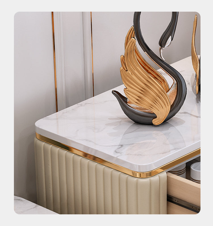 Buffet en pierre moderne du plateau blanc avec tiroir pour salle à manger