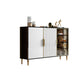 Glass Door Wood Sideboard Glam Server Cabinet with Storage for Kitchen White-Black Clearhalo 'buffet_sideboard' 'Buffets & Sideboards' 'furn' 'furn_buffet_sideboard' 'Furniture' 'Kitchen & Dining Furniture' 5811569