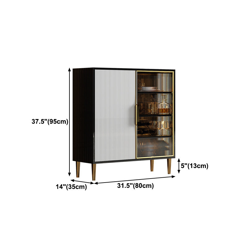Glass Door Wood Sideboard Glam Server Cabinet with Storage for Kitchen Clearhalo 'buffet_sideboard' 'Buffets & Sideboards' 'furn' 'furn_buffet_sideboard' 'Furniture' 'Kitchen & Dining Furniture' 5811576