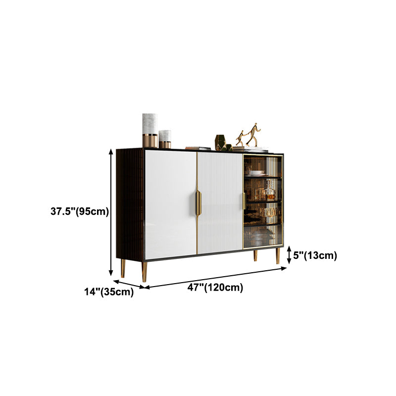 Glass Door Wood Sideboard Glam Server Cabinet with Storage for Kitchen Clearhalo 'buffet_sideboard' 'Buffets & Sideboards' 'furn' 'furn_buffet_sideboard' 'Furniture' 'Kitchen & Dining Furniture' 5811577