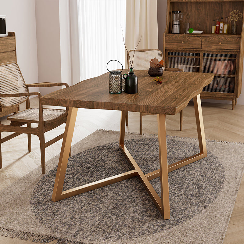 Tavolo da pranzo a base di metallo oro Tavolo da cucina per la sala da pranzo in legno massiccio