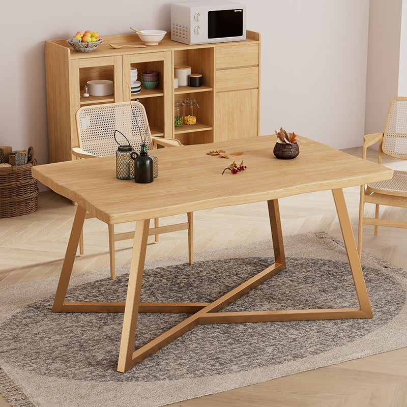 Tavolo da pranzo a base di metallo oro Tavolo da cucina per la sala da pranzo in legno massiccio