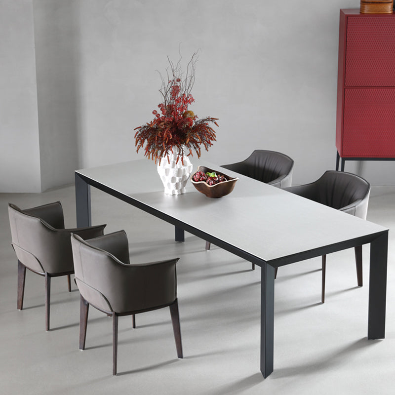 Modern Dinning Table Gray Stone Rectangle Dining Table for Kitchen 55.1"L x 31.5"W x 29.5"H Without Chairs Clearhalo 'Dining Tables & Seating' 'Dining Tables' 'dining_table' 'furn' 'furn_dining_table' 'Furniture' 'Kitchen & Dining Furniture' 5811623