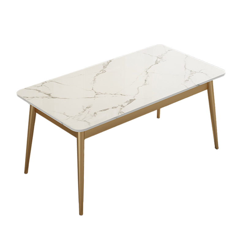 Modern White Stone Top Table Rectangle Dining Table for Kitchen Clearhalo 'Dining Tables & Seating' 'Dining Tables' 'dining_table' 'furn' 'furn_dining_table' 'Furniture' 'Kitchen & Dining Furniture' 5811664