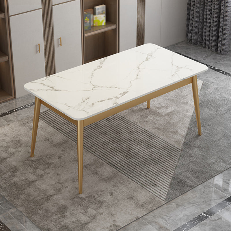 Modern White Stone Top Table Rectangle Dining Table for Kitchen Clearhalo 'Dining Tables & Seating' 'Dining Tables' 'dining_table' 'furn' 'furn_dining_table' 'Furniture' 'Kitchen & Dining Furniture' 5811665