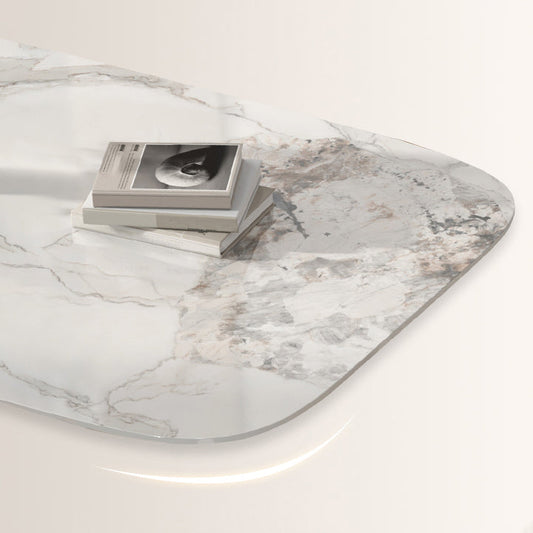 Traditional Luxury Dining Table with White Stone Rectangle Top Dining Table for Kitchen