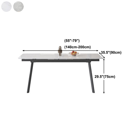 Industrial Dining Table with Leaf Extension Black Metal Base Dining Table