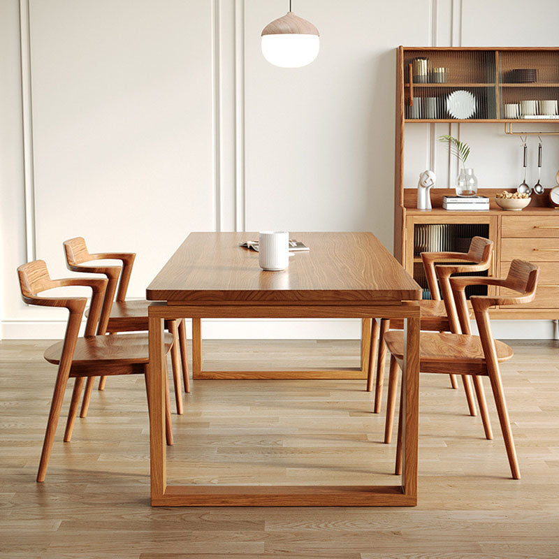 Pine Wood Contemporary Rectangular Table Wood Top Table with Sled Base 86.6"L x 35.4"W x 29.5"H Without Chairs Clearhalo 'Dining Tables & Seating' 'Dining Tables' 'dining_table' 'furn' 'furn_dining_table' 'Furniture' 'Kitchen & Dining Furniture' 5811714
