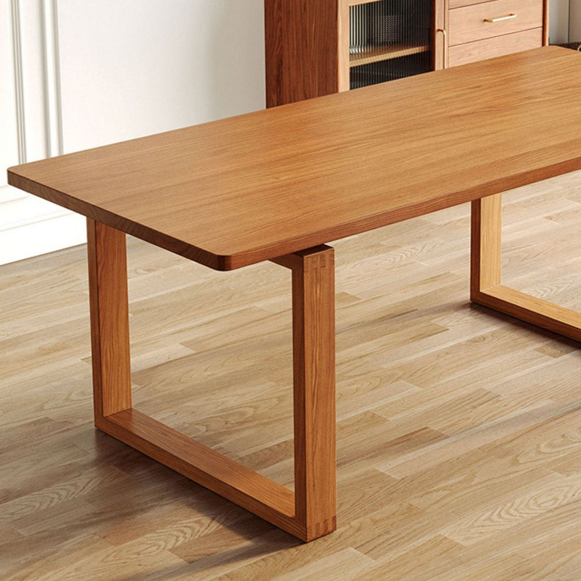 Pine Wood Contemporary Rectangular Table Wood Top Table with Sled Base Clearhalo 'Dining Tables & Seating' 'Dining Tables' 'dining_table' 'furn' 'furn_dining_table' 'Furniture' 'Kitchen & Dining Furniture' 5811718