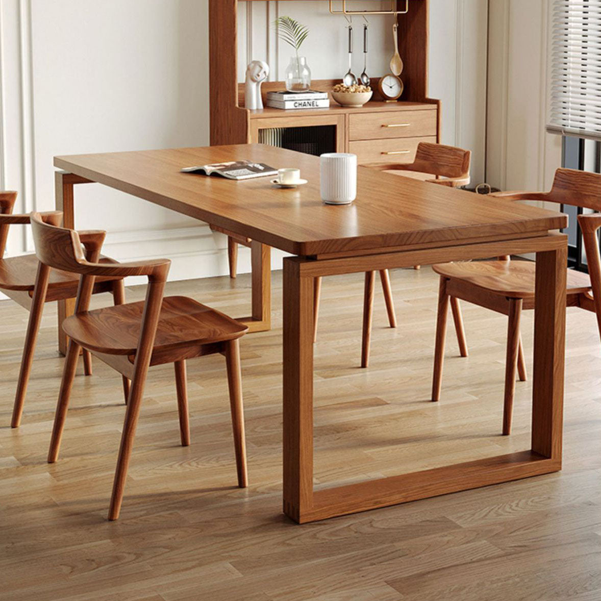 Pine Wood Contemporary Rectangular Table Wood Top Table with Sled Base Clearhalo 'Dining Tables & Seating' 'Dining Tables' 'dining_table' 'furn' 'furn_dining_table' 'Furniture' 'Kitchen & Dining Furniture' 5811721