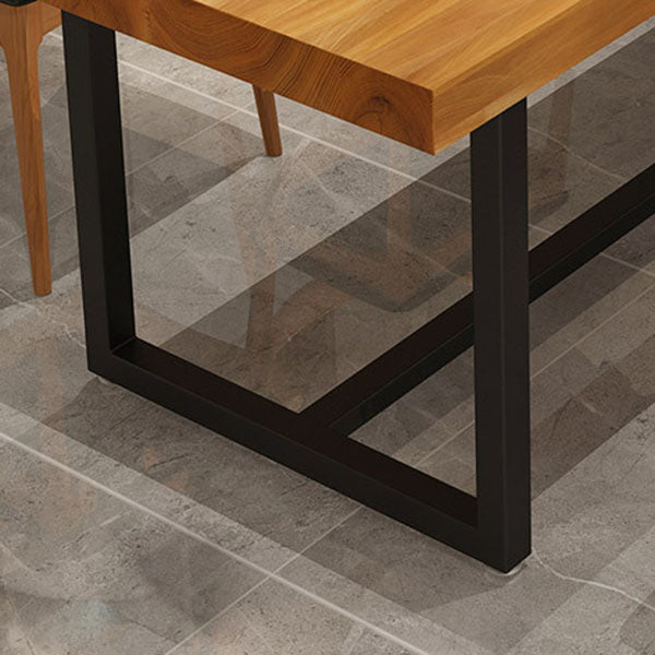 Tavolo da pranzo standard di legno massiccio di rettangolo industriale con base di cavalletto