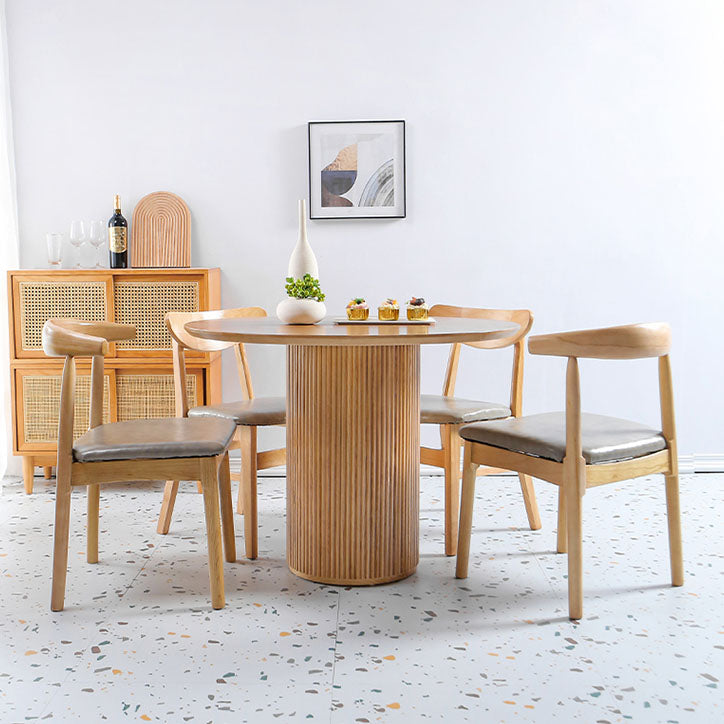Round Table Solid Wood Contemporary Style Dining Table for Home Kitchen Clearhalo 'Dining Tables & Seating' 'Dining Tables' 'dining_table' 'furn' 'furn_dining_table' 'Furniture' 'Kitchen & Dining Furniture' 5811757