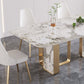 Luxury Rectangle Dining Table Sintered Stone Top Metal Base Home Kitchen Desk
