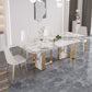 Luxury Rectangle Dining Table Sintered Stone Top Metal Base Home Kitchen Desk
