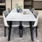 Industrial Stone Top Rectangle Table White and Black Dining Room Table 55.1"L x 31.5"W x 29.5"H Without Chairs Clearhalo 'Dining Tables & Seating' 'Dining Tables' 'dining_table' 'furn' 'furn_dining_table' 'Furniture' 'Kitchen & Dining Furniture' 5811799