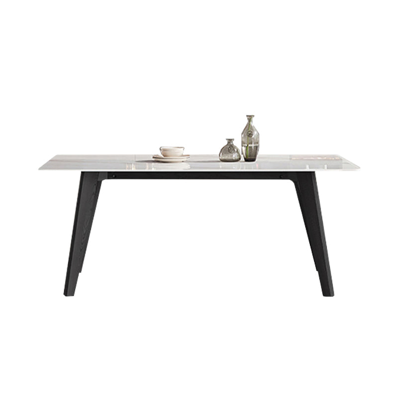 Industrial Stone Top Rectangle Table White and Black Dining Room Table Without Chairs Clearhalo 'Dining Tables & Seating' 'Dining Tables' 'dining_table' 'furn' 'furn_dining_table' 'Furniture' 'Kitchen & Dining Furniture' 5811800