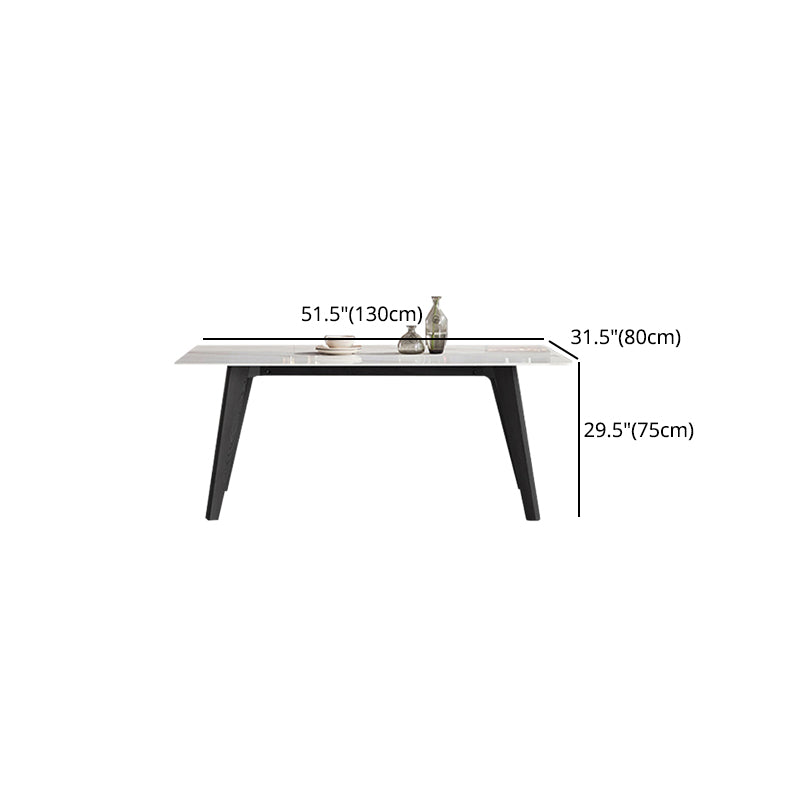 Industrial Stone Top Rectangle Table White and Black Dining Room Table Clearhalo 'Dining Tables & Seating' 'Dining Tables' 'dining_table' 'furn' 'furn_dining_table' 'Furniture' 'Kitchen & Dining Furniture' 5811808