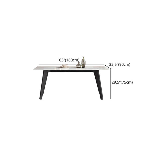 Industrial Stone Top Rectangle Table White and Black Dining Room Table Clearhalo 'Dining Tables & Seating' 'Dining Tables' 'dining_table' 'furn' 'furn_dining_table' 'Furniture' 'Kitchen & Dining Furniture' 5811811
