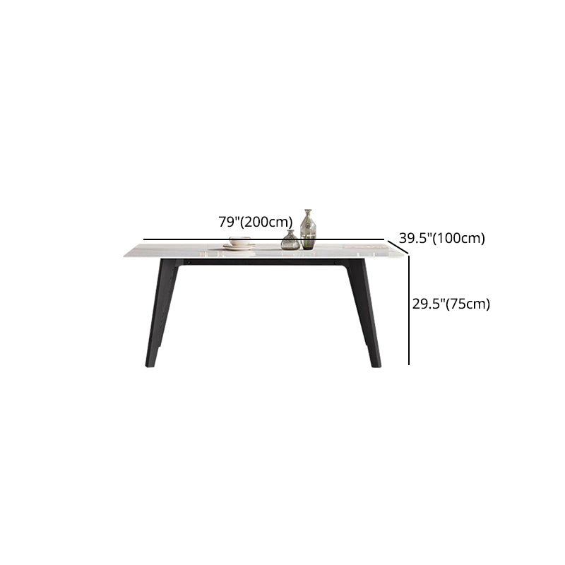 Industrial Stone Top Rectangle Table White and Black Dining Room Table Clearhalo 'Dining Tables & Seating' 'Dining Tables' 'dining_table' 'furn' 'furn_dining_table' 'Furniture' 'Kitchen & Dining Furniture' 5811813