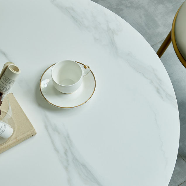 Tavolo in pietra sinterizzato in acciaio tradizionale tavolo interno rotondo di lusso per cucina