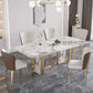 Rectangle Luxury Dining Table Sintered Stone Top Metal Base Home Kitchen Desk