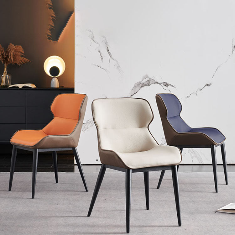 Silla lateral de ala de comedor contemporáneo con patas de metal para cocina