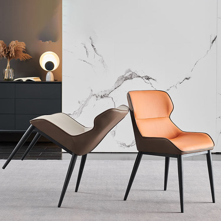 Silla lateral de ala de comedor contemporáneo con patas de metal para cocina