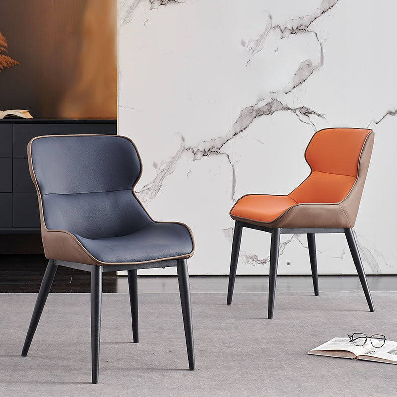 Silla lateral de ala de comedor contemporáneo con patas de metal para cocina