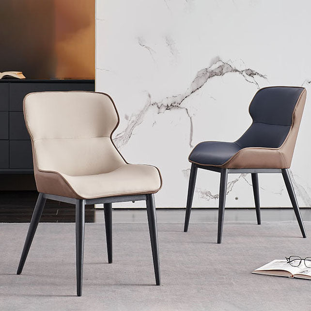 Silla lateral de ala de comedor contemporáneo con patas de metal para cocina