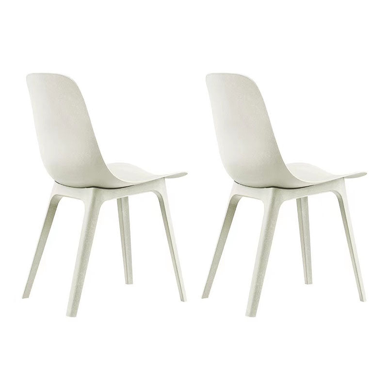 Plastic Side Chair Contemporary Solid Back Armless Dining Chair White 2 Piece Set Clearhalo 'Dining Chairs' 'Dining Tables & Seating' 'dining_chair' 'furn' 'furn_dining_chair' 'Furniture' 'Kitchen & Dining Furniture' 5811919