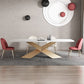 Modern Sintered Stone Dining Set 1/4/5/7 Pieces Dining Set for Home Use 5 Pieces: Table, 2 White Chair + 2 Pink Chairs Clearhalo 'Dining Room Sets' 'Dining Tables & Seating' 'dining_room_set' 'furn' 'furn_dining_room_set' 'Furniture' 'Kitchen & Dining Furniture' 5812039