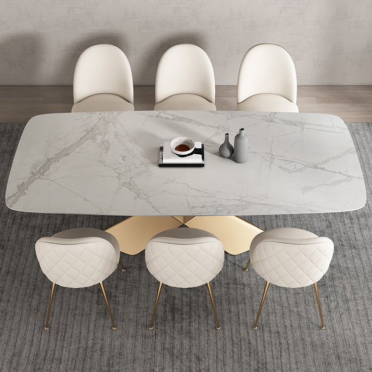 Modern Sintered Stone Dining Set 1/4/5/7 Pieces Dining Set for Home Use 7 Pieces: Table, 6 Beige Chairs Clearhalo 'Dining Room Sets' 'Dining Tables & Seating' 'dining_room_set' 'furn' 'furn_dining_room_set' 'Furniture' 'Kitchen & Dining Furniture' 5812041