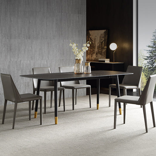 モダンな木製の脚ダイネットセット1/4/6/7ピース長方形の屋内ダイニングテーブルセット