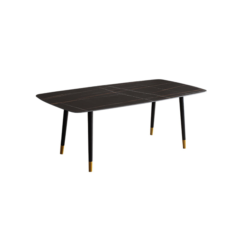 Ensemble de salle à manger moderne avec pieds en bois, ensemble de table à manger d'intérieur rectangulaire de 1/4/6/7 pièces en noir