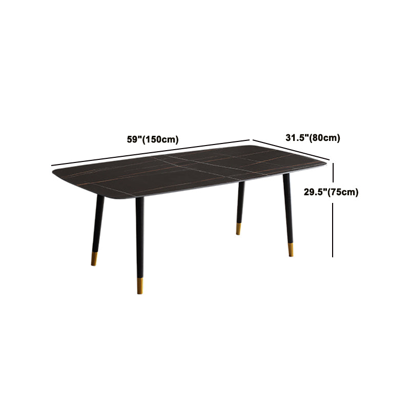Ensemble de salle à manger moderne avec pieds en bois, ensemble de table à manger d'intérieur rectangulaire de 1/4/6/7 pièces en noir