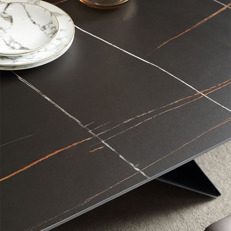 Modern Metal Base Dinette Set 1/4/5/7 Pieces Rectangle Indoor Dining Table Set in Black