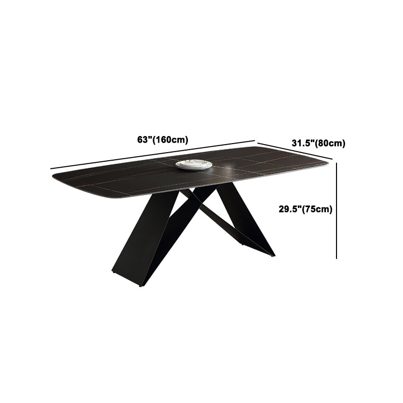 Modern Metal Base Dinette Set 1/4/5/7 Pieces Rectangle Indoor Dining Table Set in Black